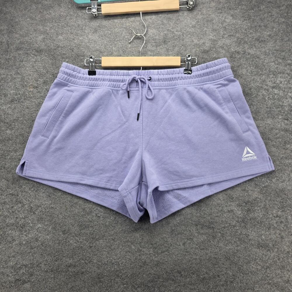 Reebok Shorts Womens 2XL Lavender French Terry Sweat Drawstring Athletic Pockets